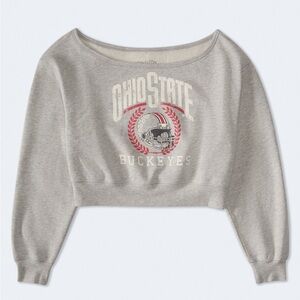 OSU Womens Sweatshirt Cropped Off Shoulder SZ M Ohio State Buckeyes football fan